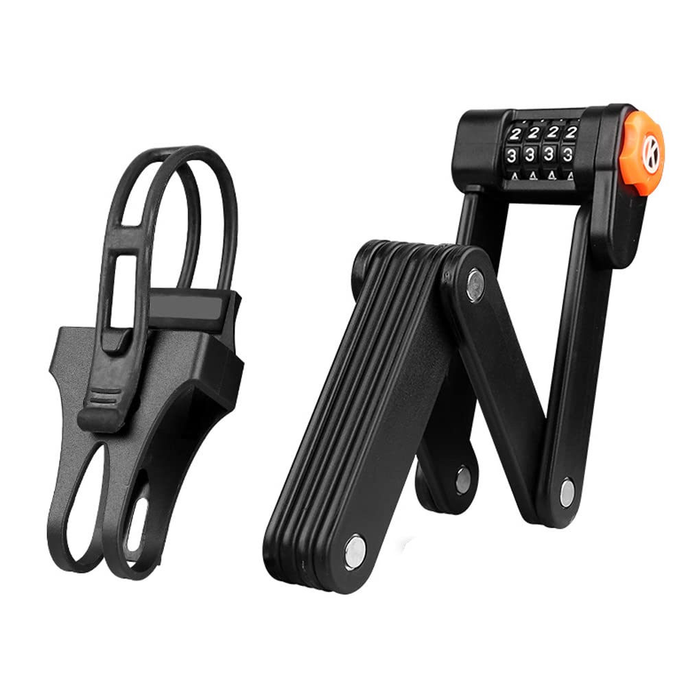Homshsjhkis Vouwslot voor fiets, fietsslot, hoge veiligheid, cijferslot met houder, robuuste veilige diefstalbeveiliging met 4-cijferige code, 88 cm lengte voor fiets, e-bike, motorfiets