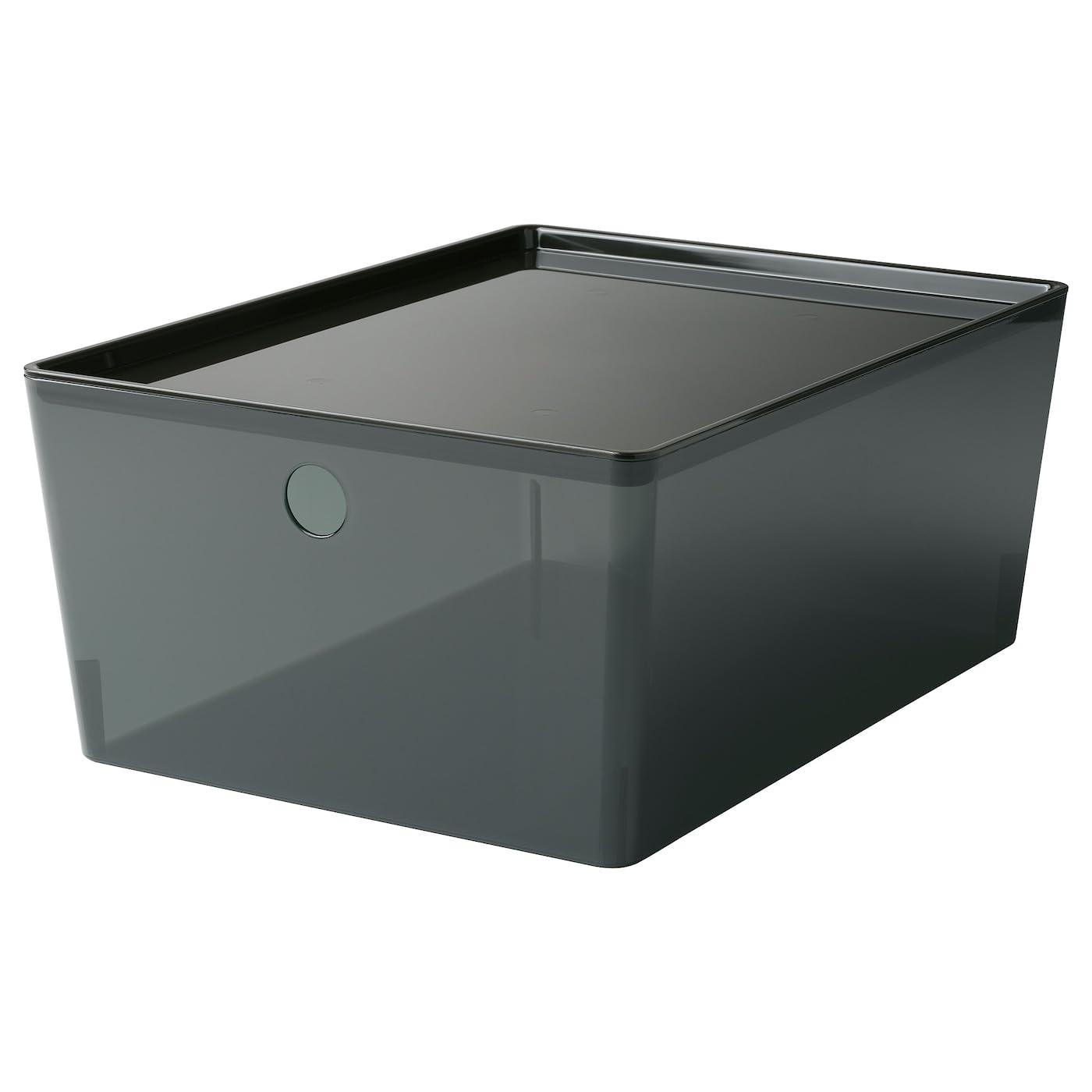 BS CaseIkeaa KUGGIS Transparent Black Storage Box with Lid, 26x35x15 cm (10.2x13.8x5.9 inches), PET Plastic (Min. 50% Recycled), Modern Design