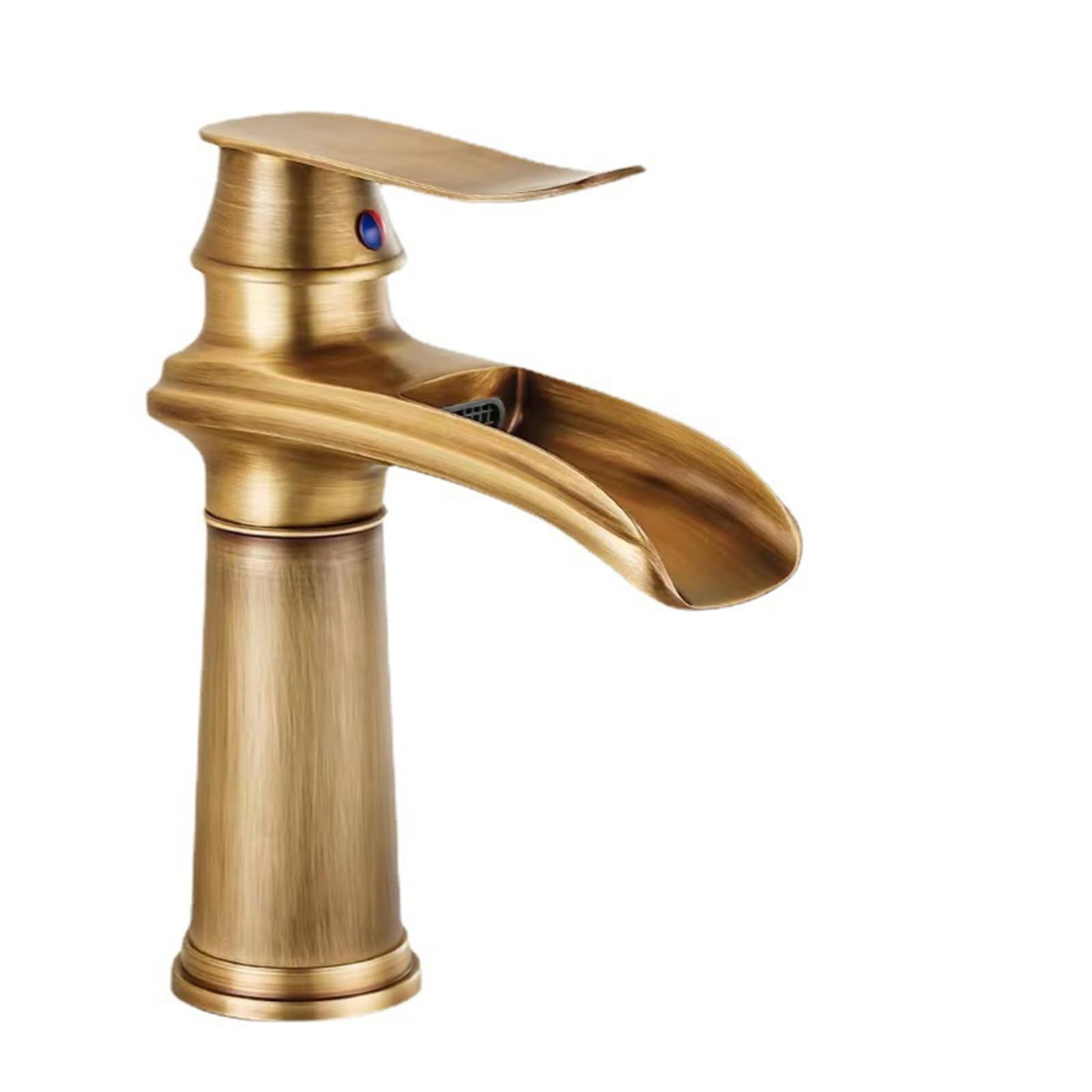 ANVLOJRIH Waterfall Basin Faucet, Bathroom Faucet, Antique Basin Mixer, Brass Basin Faucets (Antique Bronze, Short)