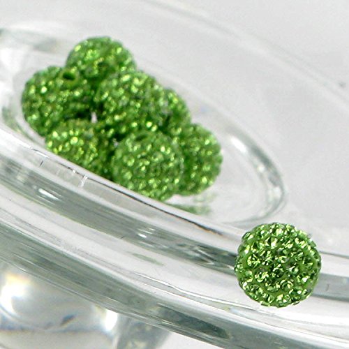 RUBYCA Pave Czech Crystal Disco Ball Clay Beads fit Shamballa Jewelry (50pcs, 12mm, Green) - Image 2