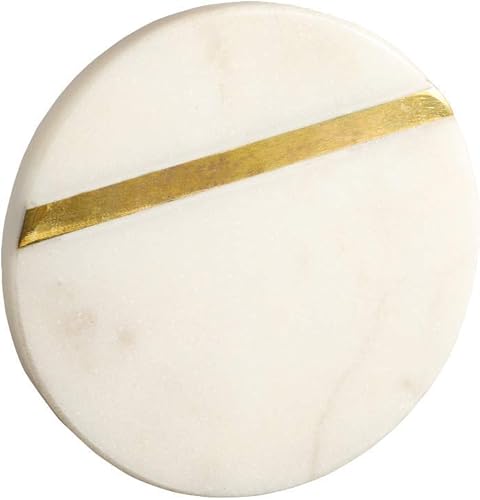 Miniatura 4 de GoCraft Posavasos hechos a mano de mármol blanco con forro de latón, juego de 4, posavasos decorativos para café, copas de vino, bebidas y