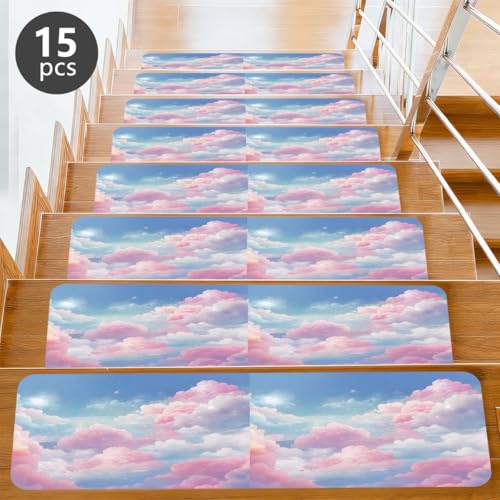 Alfombra de escaleras para evitar resbalones Mexpekil con diseño cielo de ensueño 6