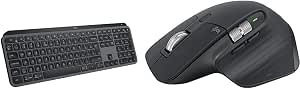 Logitech MX Keys S USB C Rechargeable Wireless Keyboard, French AZERTY, Grey MX Master 3S - Powerful Wireless Mouse with Ultra-Fast Scrolling, Ergonomic, Dark Grey