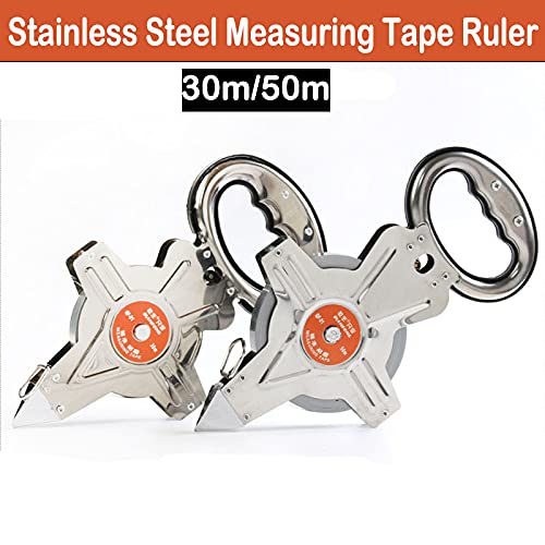 30m/100ft Long Steel Tape Measure Open Reel Surveyors Tape Measure Measuring Metric Imperial