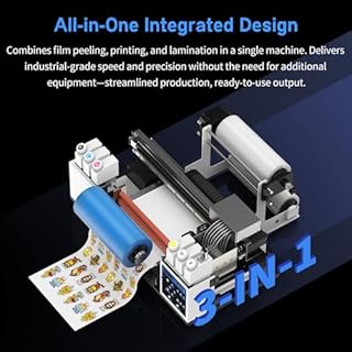 DXZ A3 UV DTF Printer with Laminator, Dual XP600 Print Heads, Auto Cleaning & White Ink Stirring - Upgraded All-in-One UV Sticker Printer for 300+ Materials, Including Glass, Metal, Wood, Tumblers