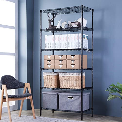 Image of Callas Supreme Height Adjustable 6-Tier Rack for Living Room, Kitchen, Home & Office Organizer (Black | 90 x 35 x 180 cm)