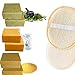 Produktbild Handmade Naturseifen 6er Set 480g + gratis Peeling Handschuh Eselsmilch Seife, Schwefel Seife und Lavendel Seife Made in Turkey Vitamin E, Aminosäuren, Omega 3 und mehr