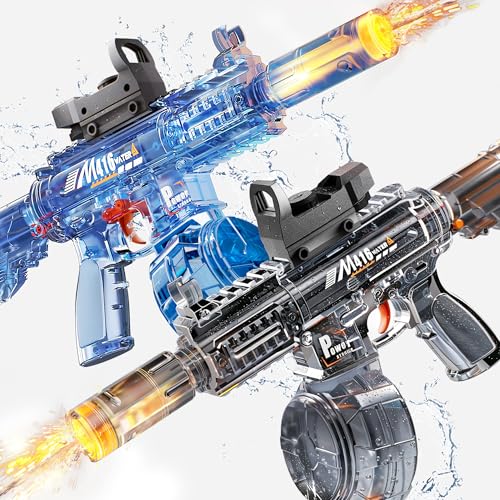 2 Pack Water Gun for Kids, Squirt Guns for Kids with LED Light & 25 FT Shooting Range, Large...