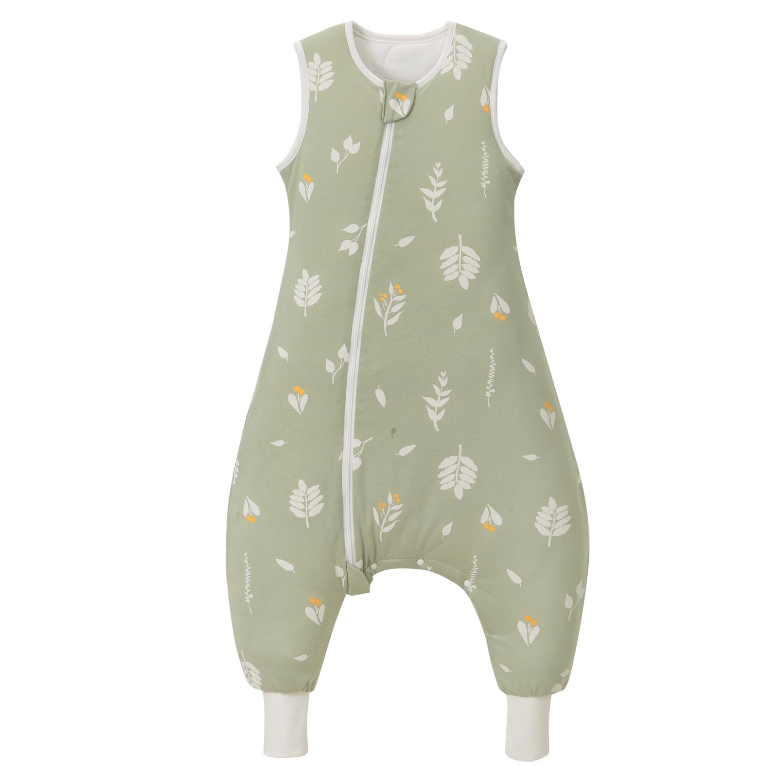 Nivolltha Super Soft Winter Baby Schlafsack mit Füßen 2.5 TOG, 100% Baumwolle Warmer Schlafsack mit Beinen für Kleinkinder, Blätter, Größe S