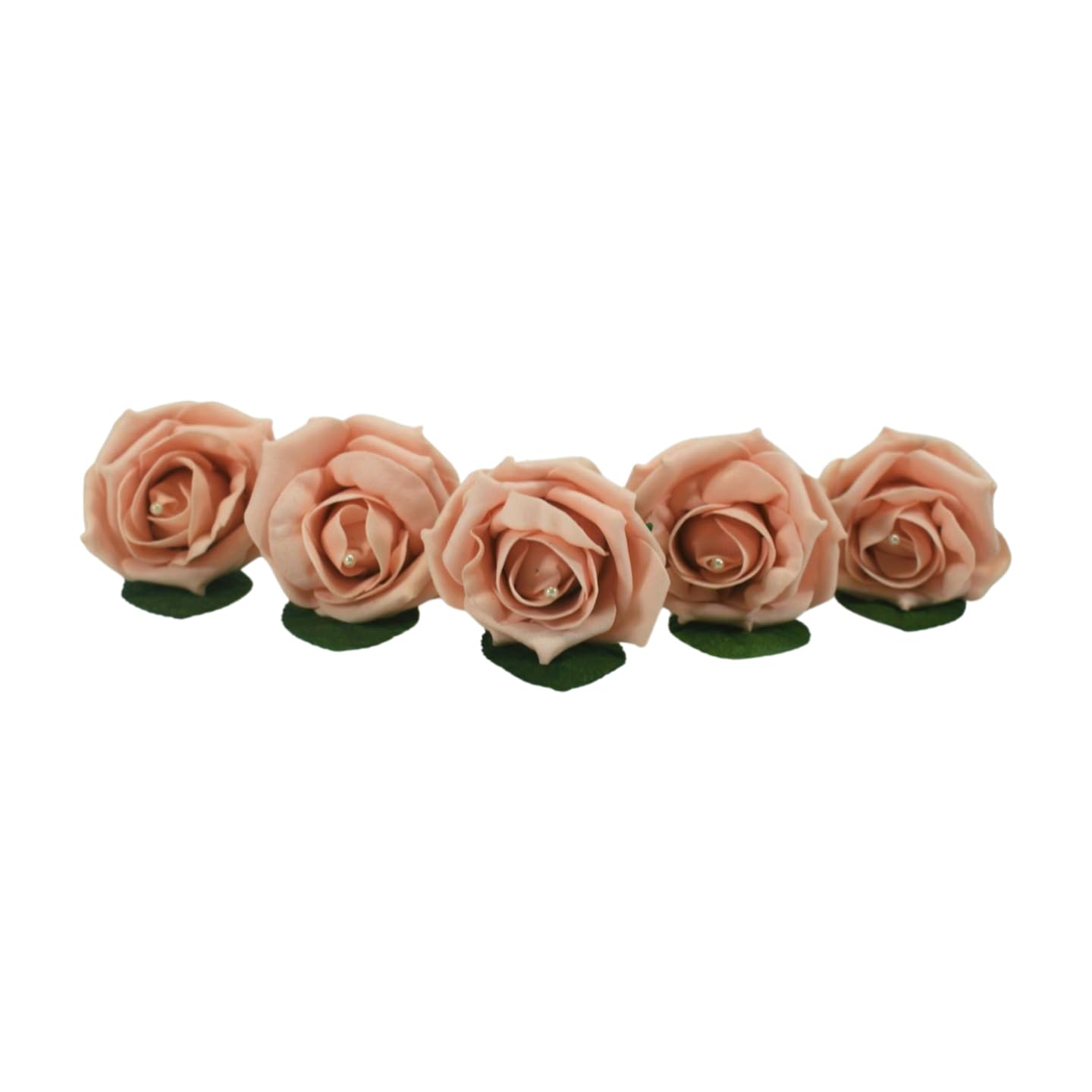 Shimmer-hj 5 Vintage Peach Handmade Rose Buttonholes with Pearl - Artificial Flower Boutonniere & Corsage for Weddings, Proms, Bride, Groom, Bridesmaid & Guests โ image 1