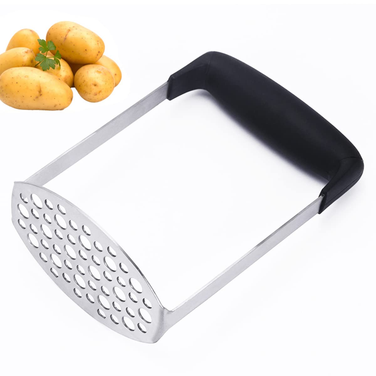 ECVVSmooth Potato Masher, Stainless Steel with Soft Comfort Handles Food Masher for Beans, Vegetable, Fruits, Avocado, Meat Potato Hand-Mashed Machine