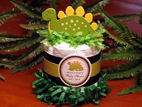 Green Dino Dinosaur Baby Shower Mini Diaper Cakes Centerpiece - Handmade by LMK Gifts