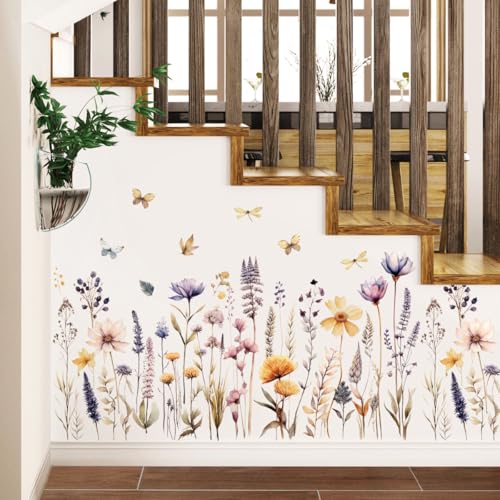 Vinilos decorativos flores bohemias 2 piezas 11.8 x 35.4 in miniatura 6
