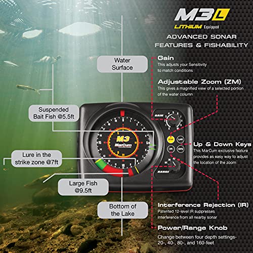 Image of MarCum M3L Flasher System | High-Definition Ice Fishing Flasher & Sonar | Advanced Fish Finder with Lithium Battery | Premium Fishing Electronics