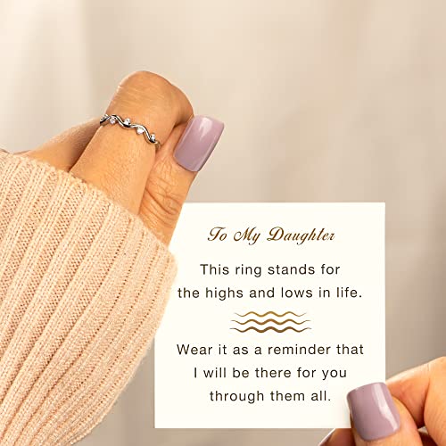 STORYJEWELLERY Ring for My Daughter, Silver Wave Ring for Daughter, Princess ring, Daughter Gift from Mom, Rainbow Ring to Daughter, Daughter Gift, Gifts for Daughter2