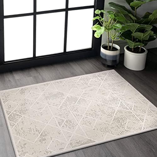 Abstrakter Kurzflor-Teppich In Beige/Elfenbein – 80x120 Cm, Rutschfest, 100% Polyester