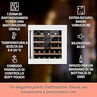 Klarstein Cantinetta Vino Refrigerata a Zona Singola per Interno/Esterni, Frigo Bar, Cantina Vino con Vetrina, Mini Frigo con Protezione UV, Frigorifero Piccolo Touch Control 5-20°C, 92L 36 Bottiglie