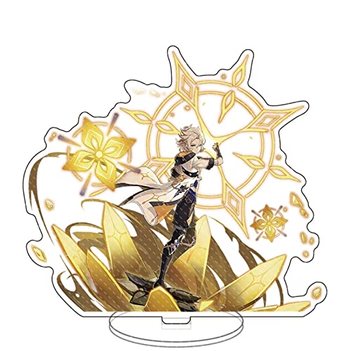 Bsdsl Figurine de Support en Acrylique Genshin Impact Characters, Conception de Personnages Colorée et Exquise pour La Collection des Fans de Jeux (Color : Albedo, Size : 15cm)