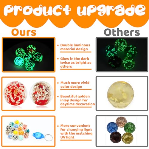 Image of 16 PCS Glow in The Dark Marbles for Kids - Games and Run Accessories for Boys and Girls, Beautiful Glass Bulk for Home Decoration