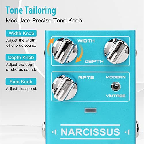 Image of JOYO Chorus Pedal Multiple Chorus Effects Semi-Analog Circuit From Surreal Deep Tone to Fierce and Vintage Distortion for Electric Guitar (NARCISSUS R-22)