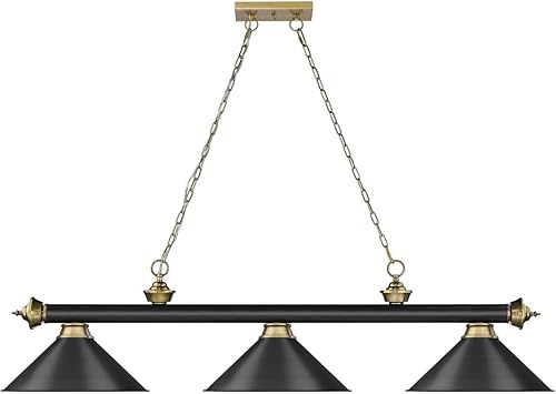 Miniatura 12 de Z-Lite 2306-3MB-BN-MB15 - Colgante de billar con cordón, 3 luces, 180 vatios totales, negro mate y níquel cepillado