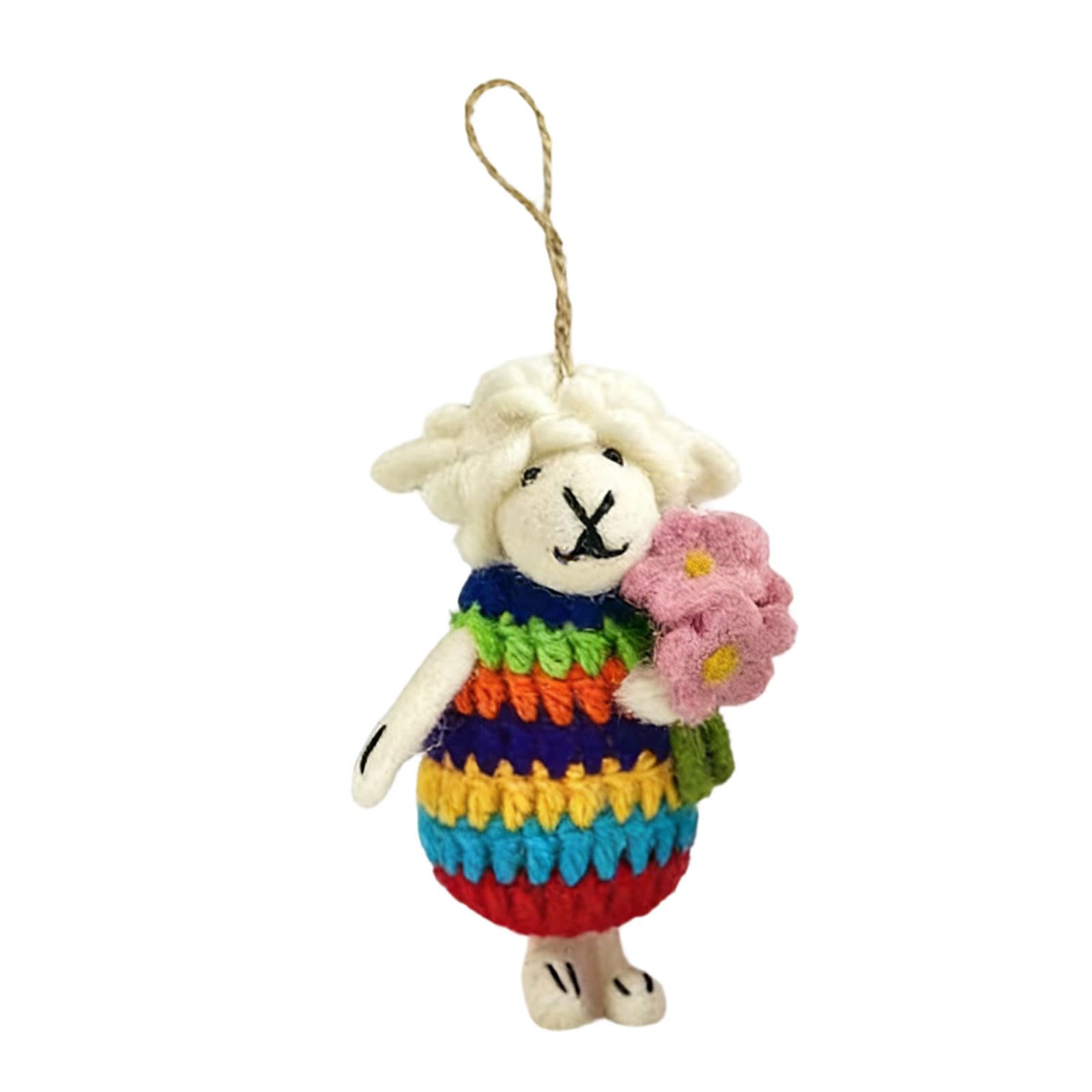 ZEPFJHE Crochet Flower Keychains Purse Bag Accessories Charm Car Keyrings Valentines Gift Sheep Keychain Women Crochet Flower Sheep Keychain