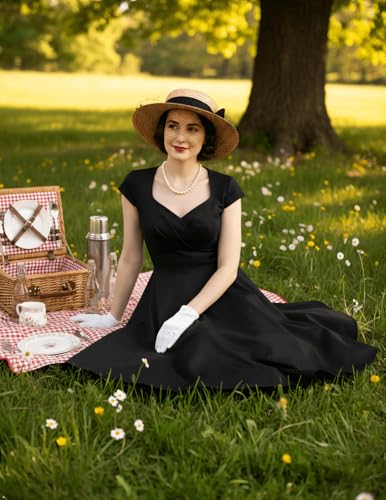 Bbonlinedress-1950er-Vintage-Retro-Cocktailkleid-Rockabilly-V-Ausschnitt-Faltenrock-Abendkleid-Partykleid - Sparfuchs24.io - Preisvergleich & Top Angebote Online