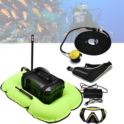 LYDZUSDP Diving Tanks Underwater Ventilator,Scuba Diving Ventilator System,Without Tank Oxygen Portable Device,Waterproof Air Compressor for Diving(Green D3000)