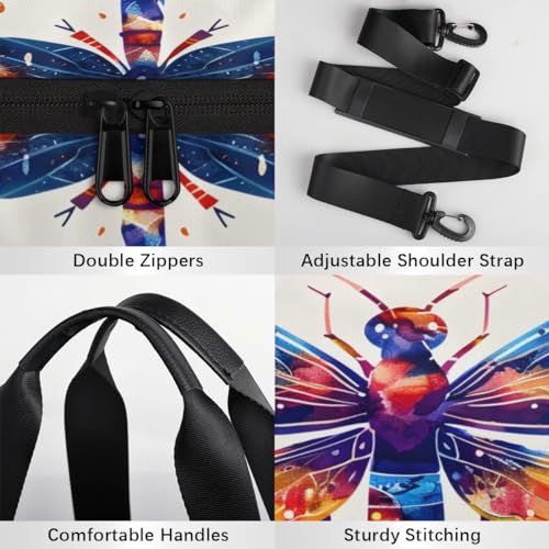 Colorful Dragonfly Travel Gym Bag Waterproof Sport Dance Bag for Women Men Portable Gymnastics Duffel Bags Canvas Tote Carry on Handbag for Workout Overnight Weekender4