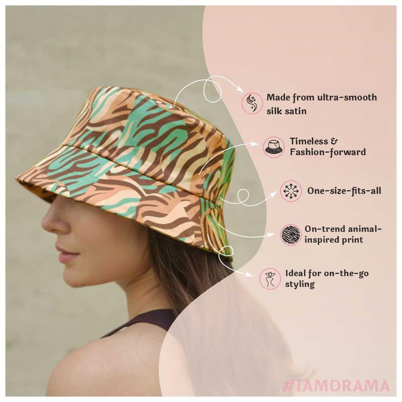Image of Hair Drama Co. Crochet Bucket Hat for Women | Comfy & Casual Knit Handmade Foldable Floppy Hat | Summer Crochet Bucket Cap for Women & Girls
