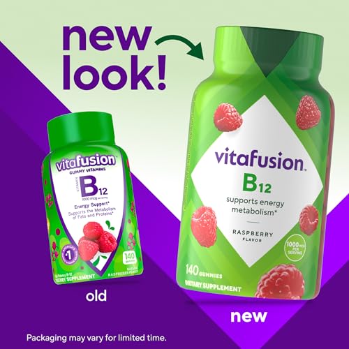Vitafusion Vitamin B12 1000 mcg | 140 Gummies | Yummy Raspberry Flavor - image 2