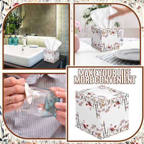 Image of Fourluoo 12 Pack Fall Wildflower Facial Tissues Cube Boxes 600 Sheets 3 Ply