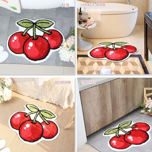 Image of AAZEEM Mat Rugs Non-Slip Abstract Bath Rugs Cute Mat Washable for Tube|Rectangular Door Mat for Home |Drawingroom |Easy Clean Indoor and Outdoor Floor Mat |Super Absorbent |Cherry|16 inchx24 inch & 20 inchx32 inch |