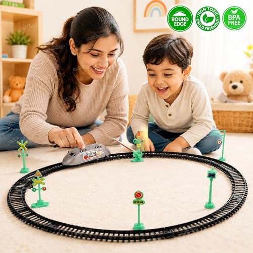 Image of Zest 4 Toyz Bullet Train Toy Set for Kids 180 CM Railway Track Toy Battery Operated Train Toys for Kids Bullet Birthday Gifts for Boys & Girls 3 Years + (Batteries not Included)