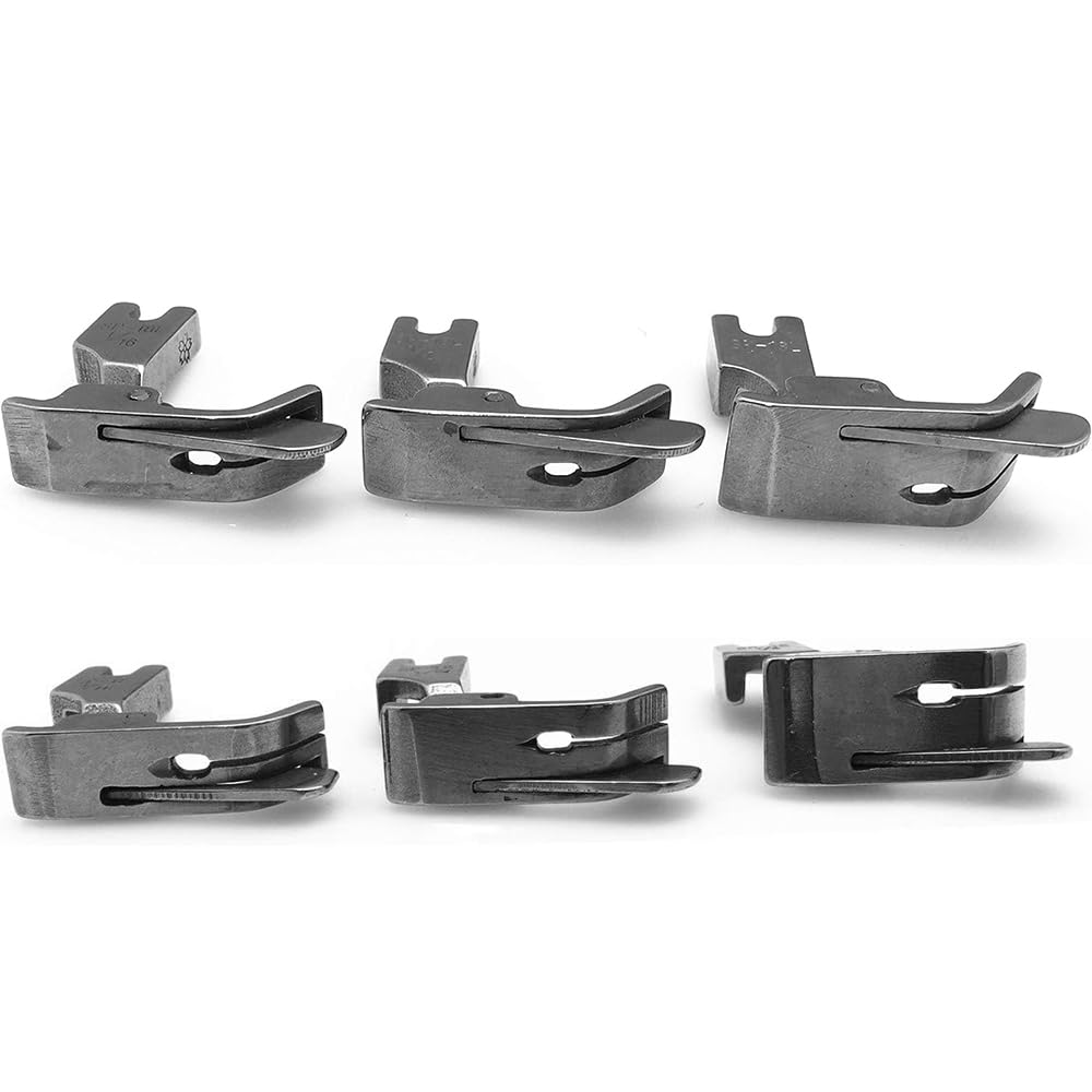 Piedino premistoffa incernierato SP-18 da 3/6 Pezzi con Guida Destra-Sinistra (1/16''+1/8''+1/4'') for Accessori for Macchine Cucire industriali Singer Brother(6 PCS)