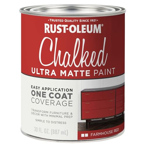 Rust-Oleum Farmhouse Red Chalked All-in-One Ultra Matte Paint | One Coat Coverage | No Primer, Sanding, Or Topcoat Needed | Easy Clean Up | Made in USA | 30 OZ