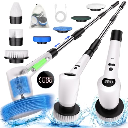 Kolagan Electric Spin Cordless Tub and Tile Scrubber, 3 Speed 7 Replaceable Nylon Brush Heads, Power Spin Scrubber for Bathroom, Floor, Car, Kitchen, Wall, Glass