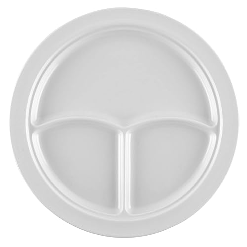 Vista 43 de G.E.T. CP-530-T Tan 9" 3-Compartment Plate, Break Resistant Dishwasher Safe Melamine Plastic, Supermel Collection (Pack of 12)