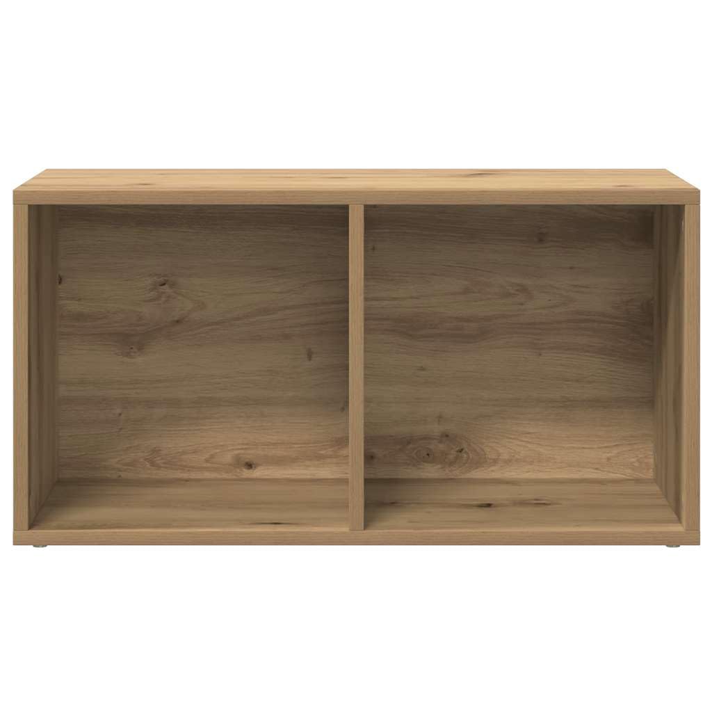 Boîtes de Rangement LP chêne Artisanal en Bois d ingénierie, Meuble Armoire de 2 Compartiments, Fixation Murale, Stockage multimédia pour Vinyle CD DVD Bureau Salon Chambre