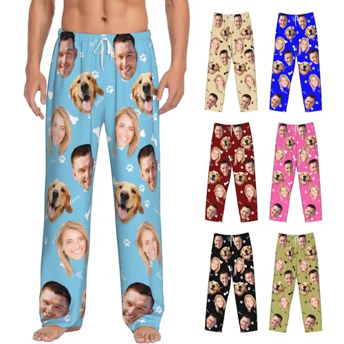 Custom Pajama Pants with Pockets for Women Men Personalized Plaid Pajama Pants with Face Photo Christmas Pajamas Multi Size2