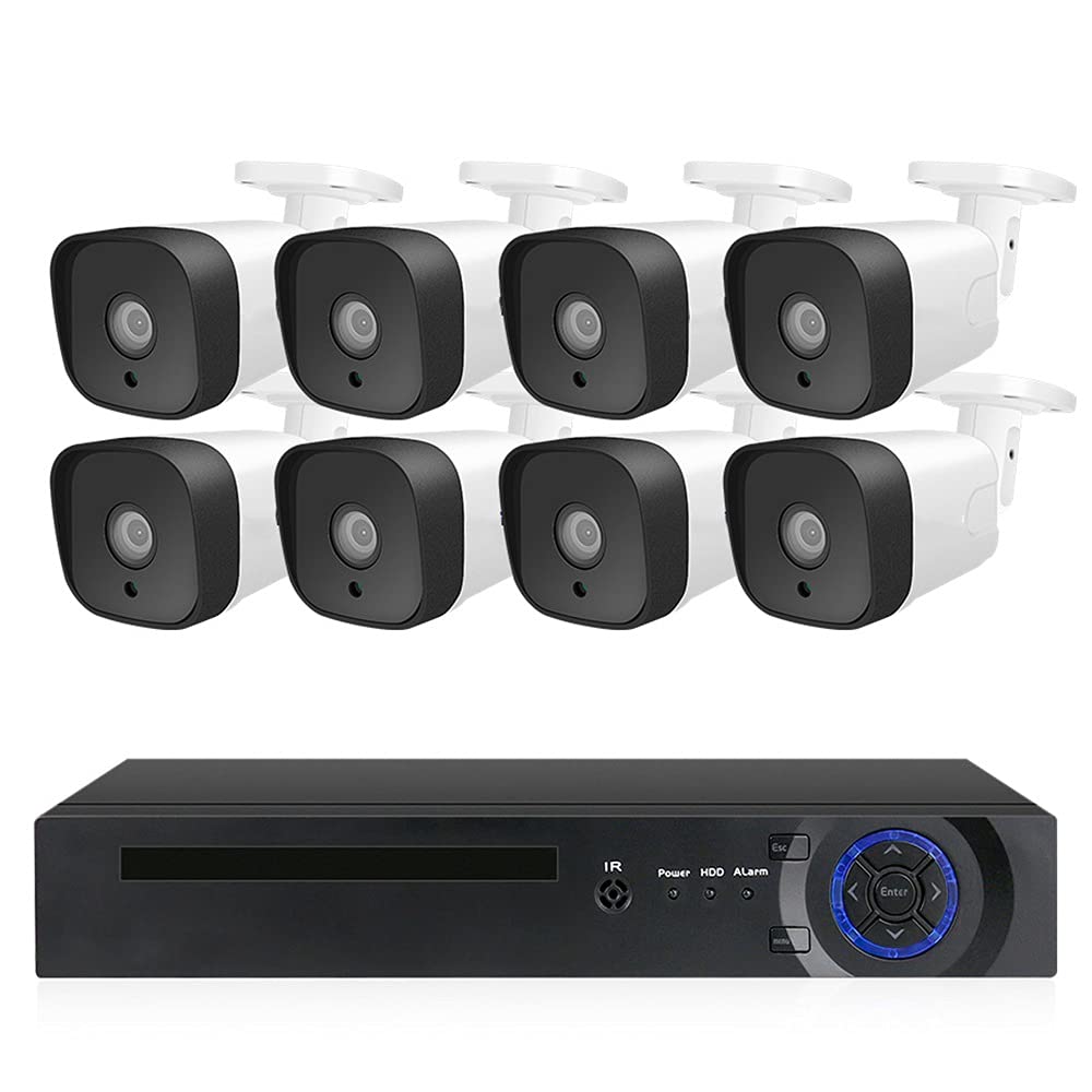 ArhaR Camera Security System, 8 Channel Wired Surveillance 5MP DVR, Motion Detection, Night Vision, Email Alert, Remote Access, Real-Time Monitoring (Size : Standard Kit)