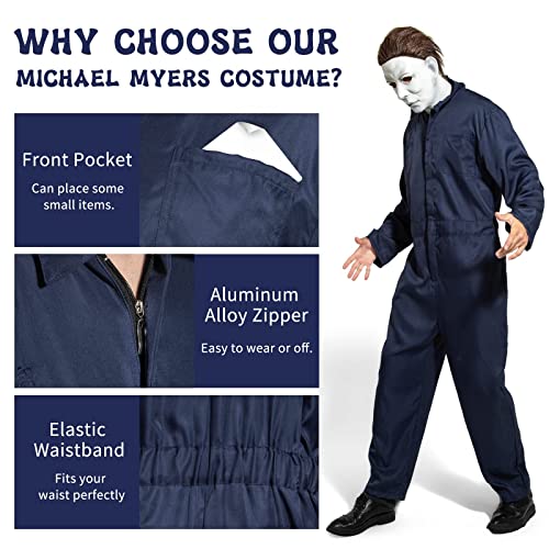SINSEN Michael Myers Costume Mask Adults Scary Killer Outfits Jumpsuits Creepy Horror Mask Halloween Cosplay Costume - Image 4
