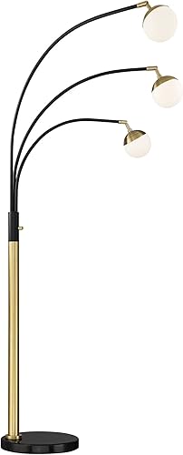 Miniatura 8 de Possini Euro Design Rayne - Lámpara de pie moderna de arco de mediados de siglo, 3 luces LED de 72 pulgadas de alto, globo de vidrio esmerilado
