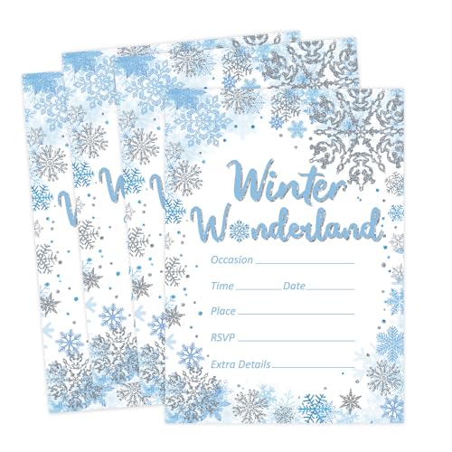 Whaline 25 Pack Winter Invitation Silver Blue...