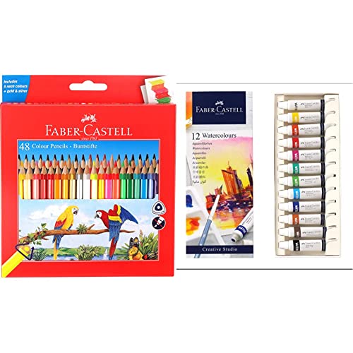Image of Faber-Castell 48 Triangular Colour Pencils Creative Studio Watercolours, 5 Ml -Set Of 12,Multicolor
