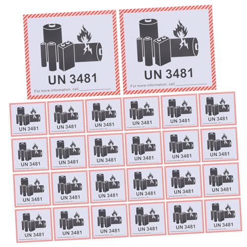 NAMOARLY Efficient Battery Caution Stickers 100 Sheets Warning Labels for Lithium Battery Packaging