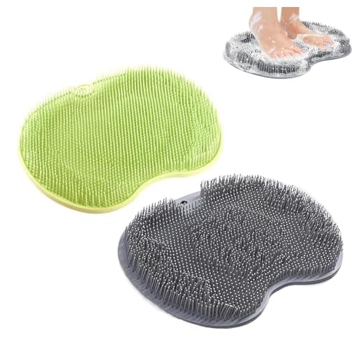 2 Stück Fußbürste, Fußwäscher Rutschfeste Fußschrubber Dusche Fusswaschmatte Silikon Rückenschrubber mit Saugnäpfen Fußwaschmatte für Reinigt Peeling Massage(Gray, Grün)