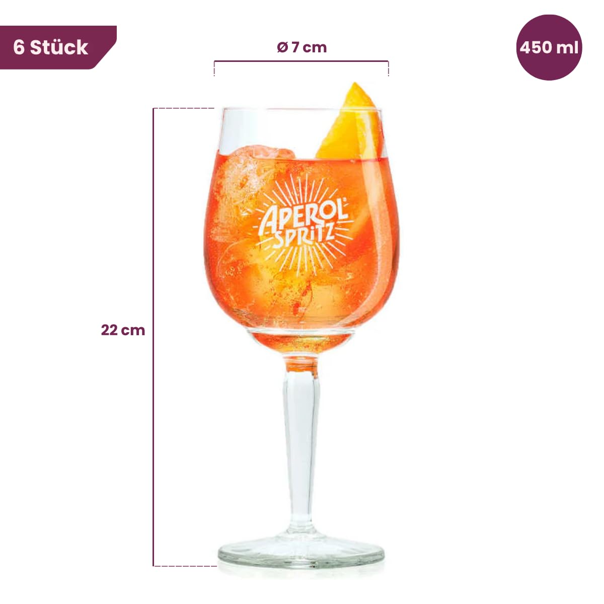 Aperol Spritz Gläser 450 ml - 6 Stück