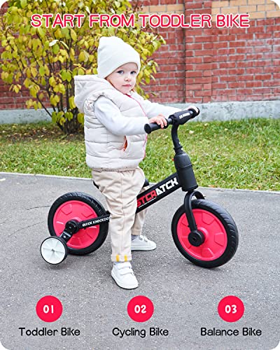 Image of Eilsorrn 3 in 1 Balance Bike Toddlers Training Bicycle for Kids 2-5 Years Girls Boys Riding Tricycles Bike with Training Wheels and Detachable Pedal for Indoor Outdoor Thanksgiving Christmas (Red)