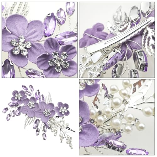 Pinza para cabello con diseño floral y perlas miniatura 3